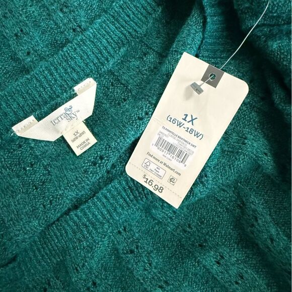 Terra & Sky Emerald Green Women's Sweater Size 1X NWT - Picture 8 of 12